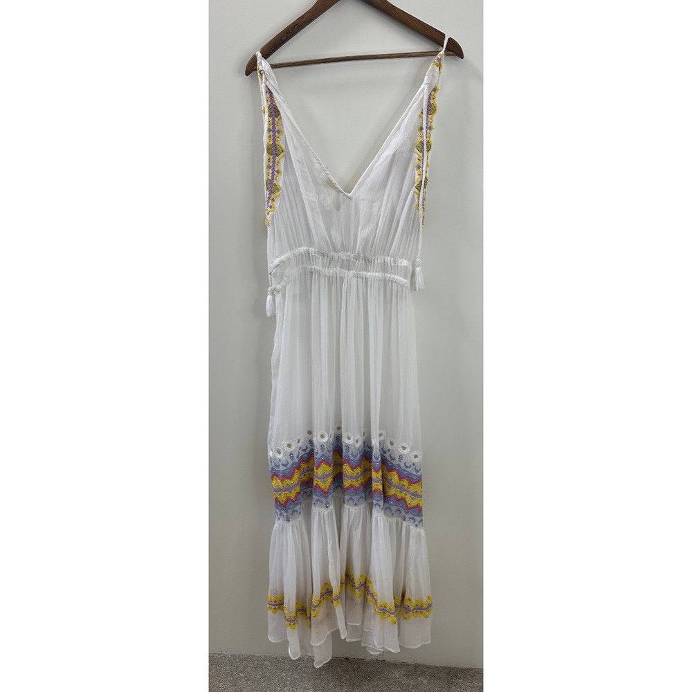 NEW Ramy Brook Sienna Embroidered Chiffon Swim Cover-Up Maxi Dress White XL $365 - Picture 13 of 16